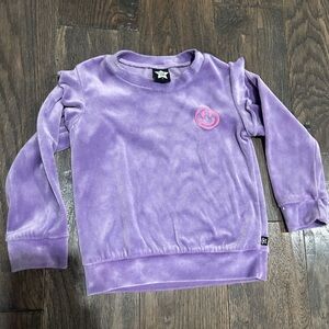 Pixie Lane Purple Velour Sweatshirt with Pink Smiley Face Toddler Size 3